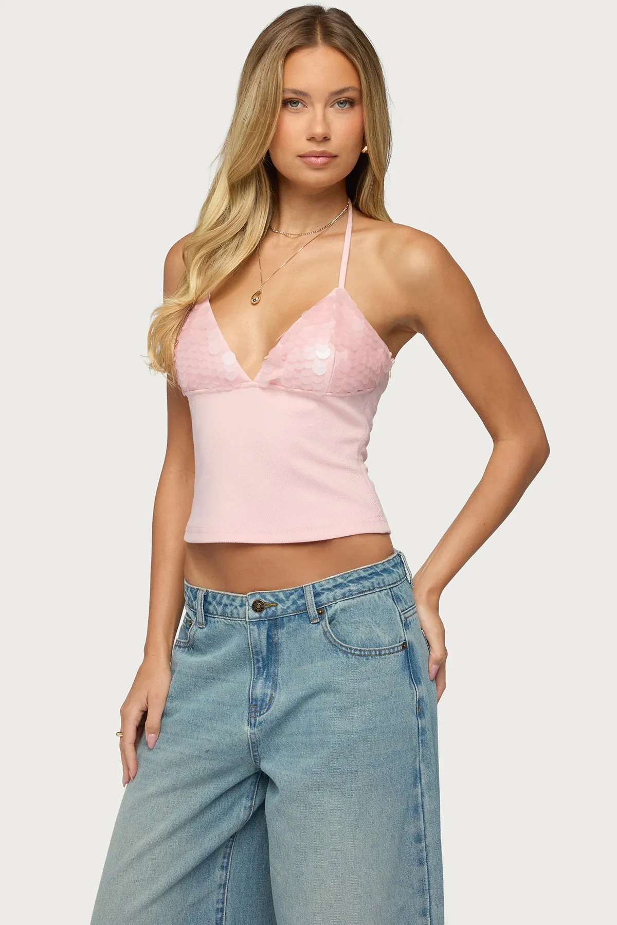 Katelyn Sequin Halter Top sold by Edikted product image thumbnail 3