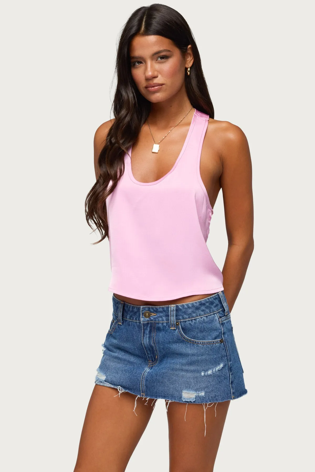 Satin Effect Backless Bead Chain Top sold by Edikted product image thumbnail 3