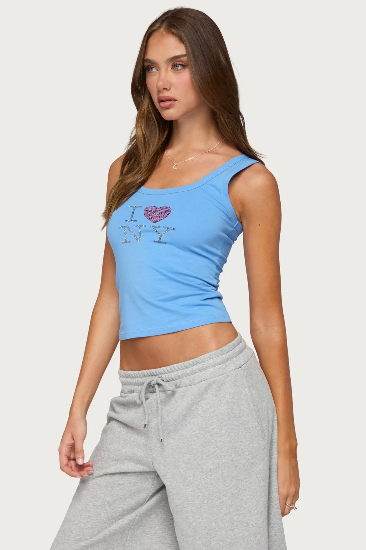 I Heart NY Rhinestone Tank Top sold by Edikted product image thumbnail 4