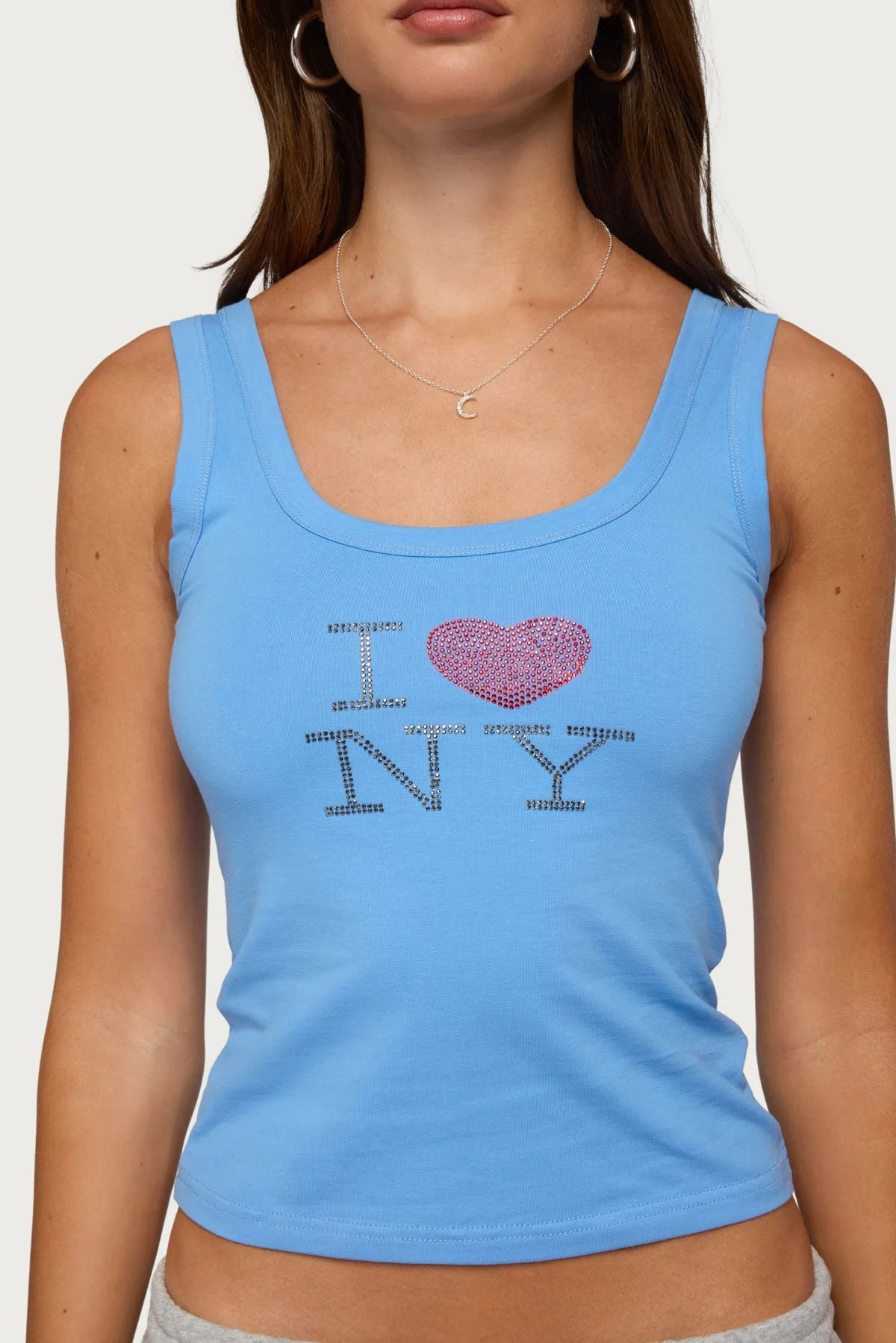 I Heart NY Rhinestone Tank Top sold by Edikted product image thumbnail 2
