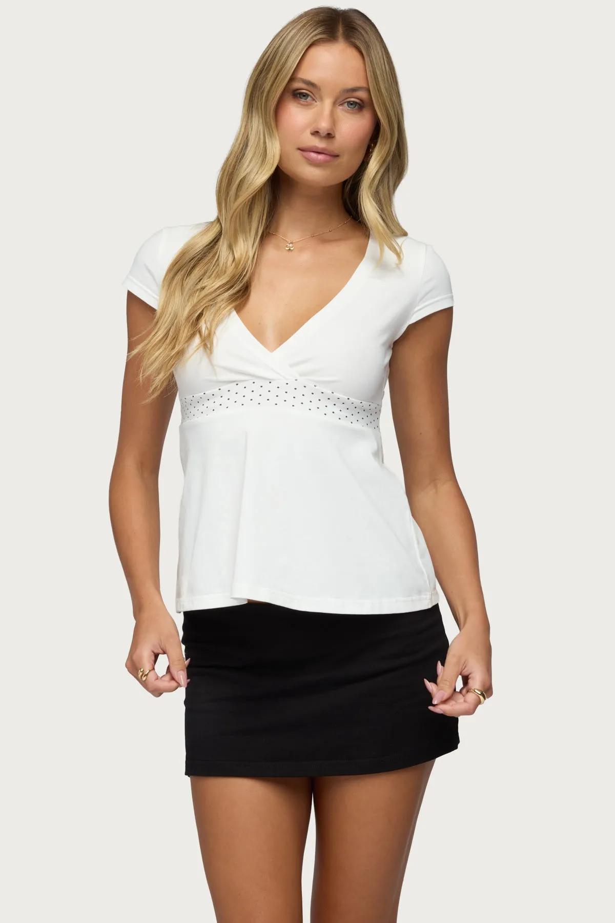 Polka Dot V Neck Top sold by Edikted