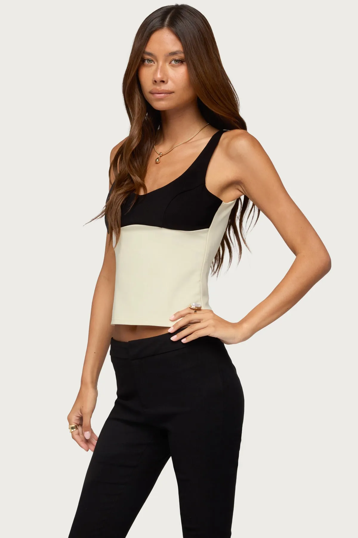 Clarinda Contrast Woven Tank Top sold by Edikted product image thumbnail 2