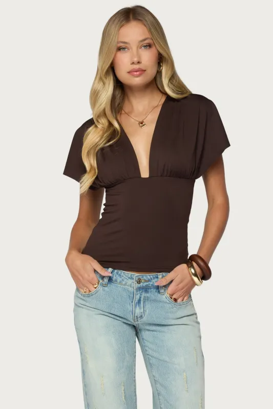 Flutter Plunging V Neck Top made by Edikted