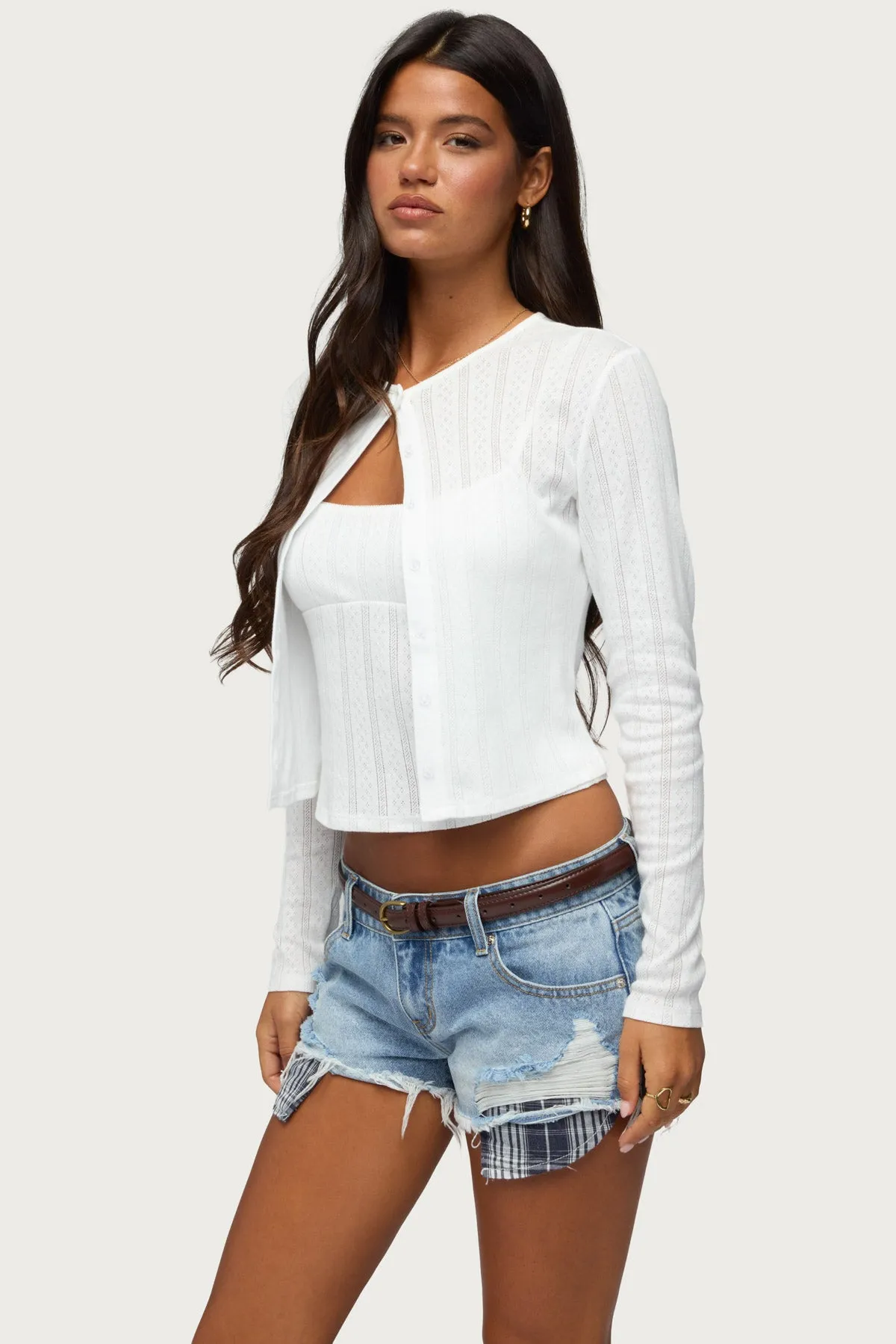 Adie Pointelle Cardigan sold by Edikted product image thumbnail 3