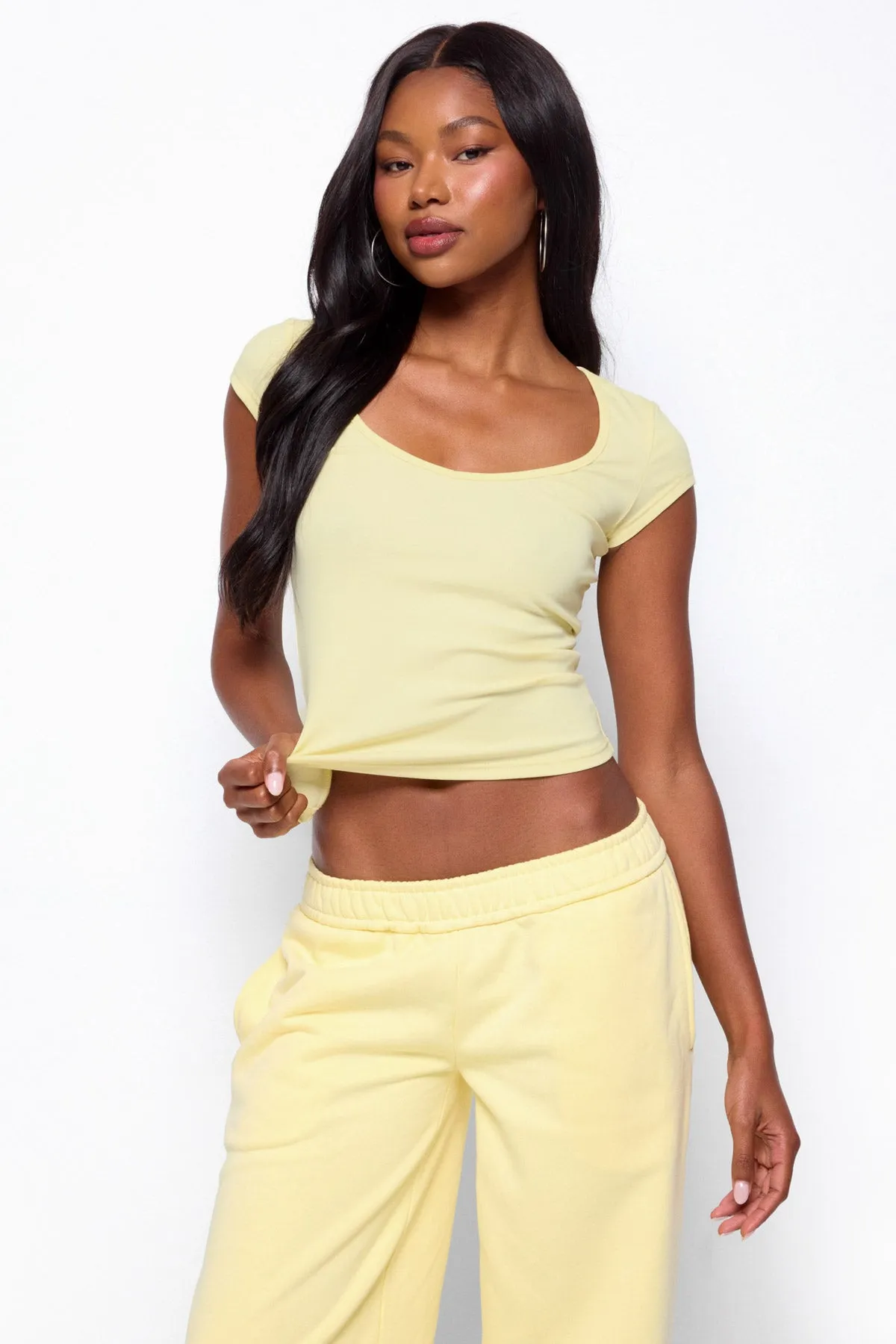 Chari Ribbed Scoop Neck T Shirt sold by Edikted product image thumbnail 3