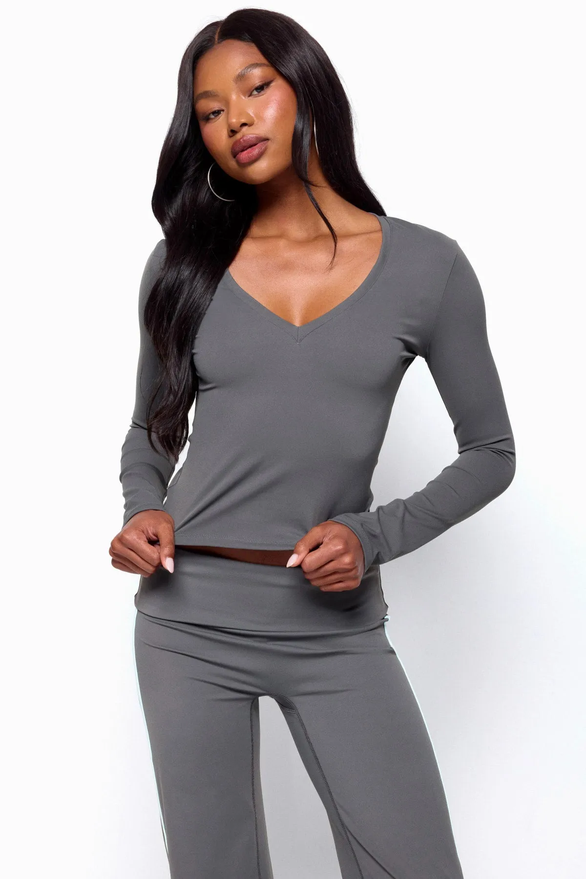 Ferne Long Sleeve V Neck Top sold by Edikted product image thumbnail 2
