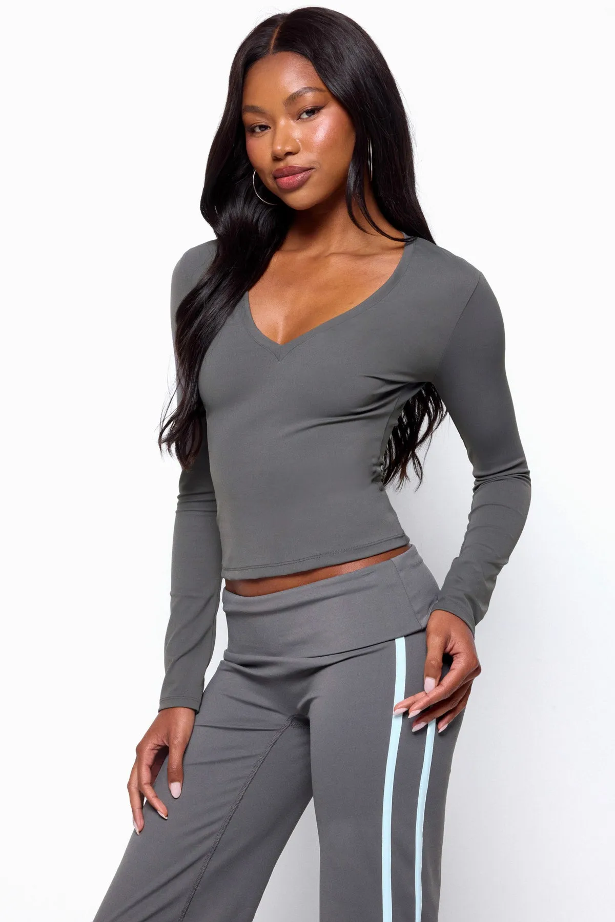 Ferne Long Sleeve V Neck Top sold by Edikted product image thumbnail 4