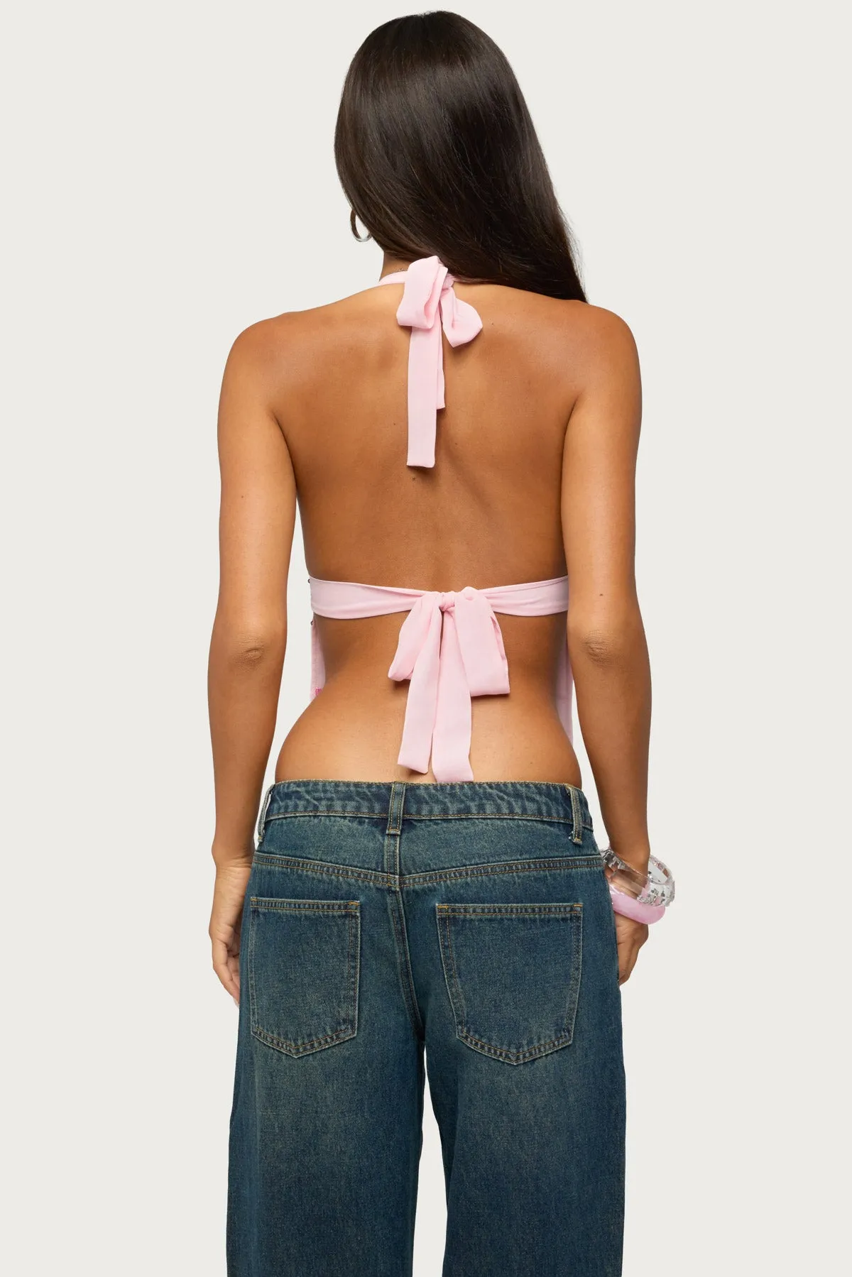 Roey Sequin Chiffon Backless Top sold by Edikted product image thumbnail 5