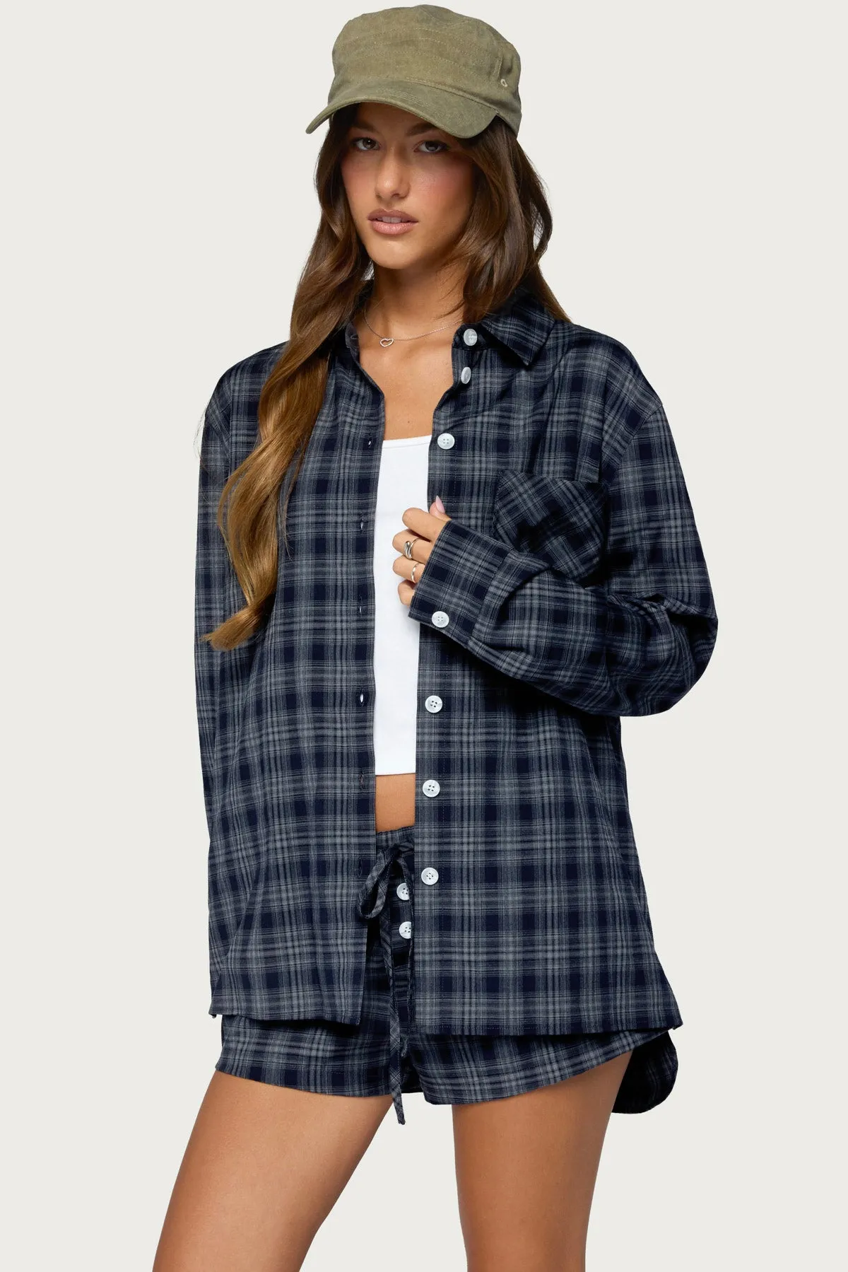 Alessa Plaid Button Up Long Sleeve Top sold by Edikted product image thumbnail 3