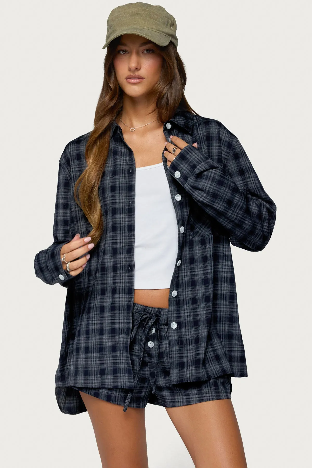 Alessa Plaid Button Up Long Sleeve Top sold by Edikted product image thumbnail 2