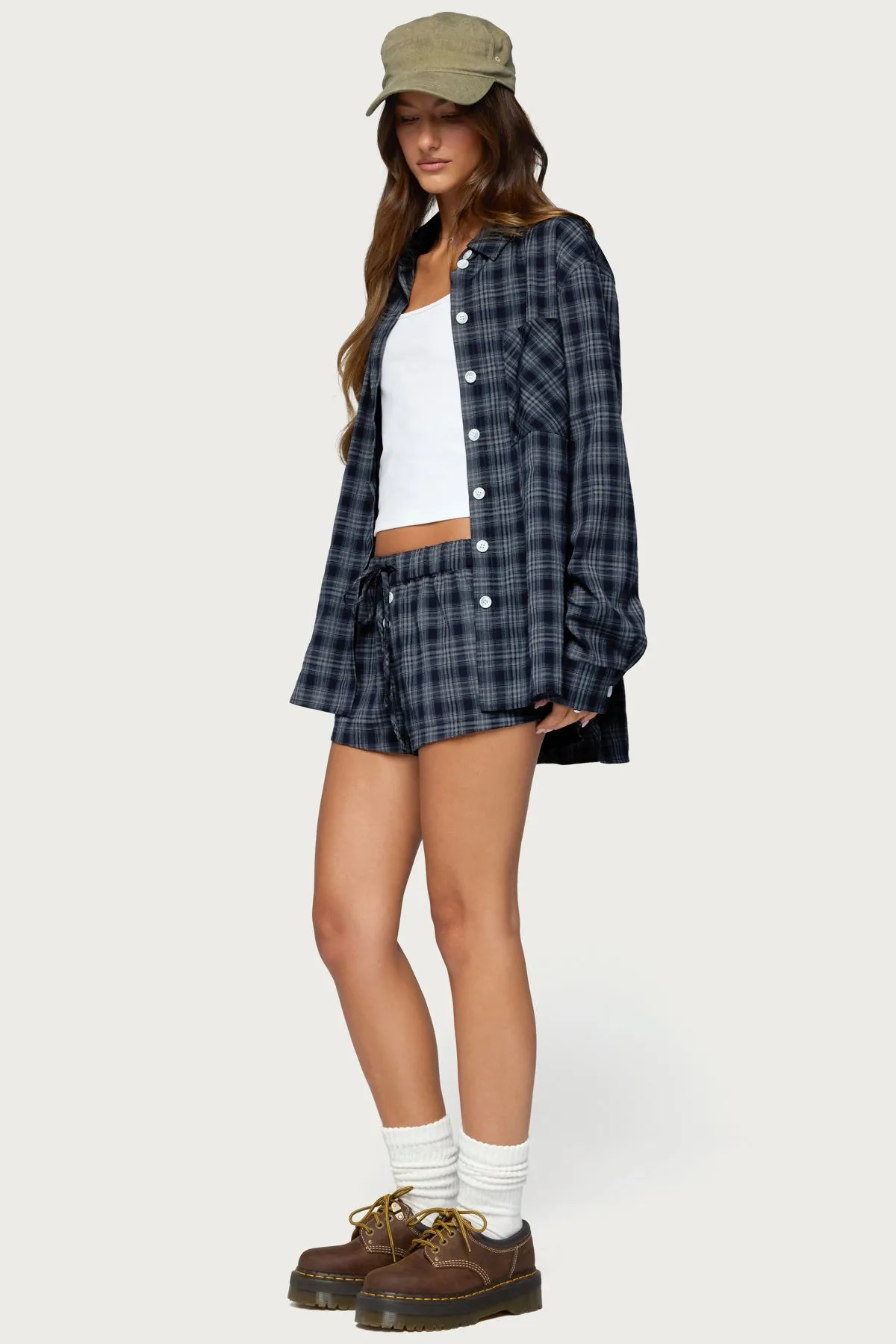Alessa Plaid Button Up Long Sleeve Top sold by Edikted product image thumbnail 4
