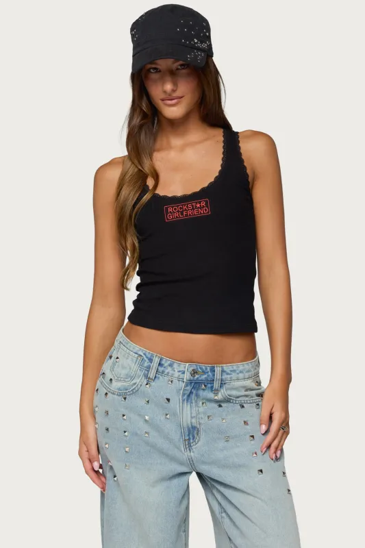 Rockstar Girlfriend Lacey Tank Top made by Edikted