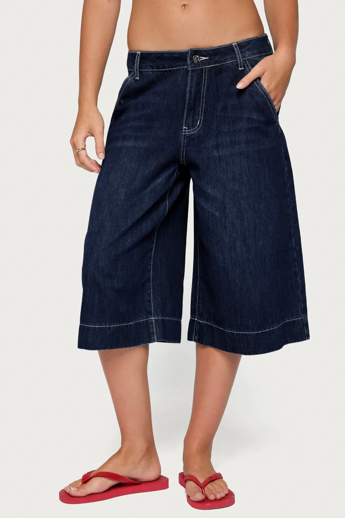 Letty Low Rise Denim Bermuda Shorts sold by Edikted product image thumbnail 2