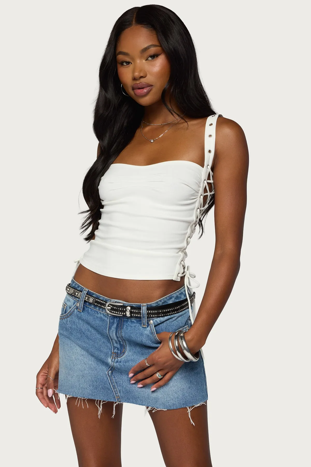 Adi Grommet Lace Up Corset sold by Edikted