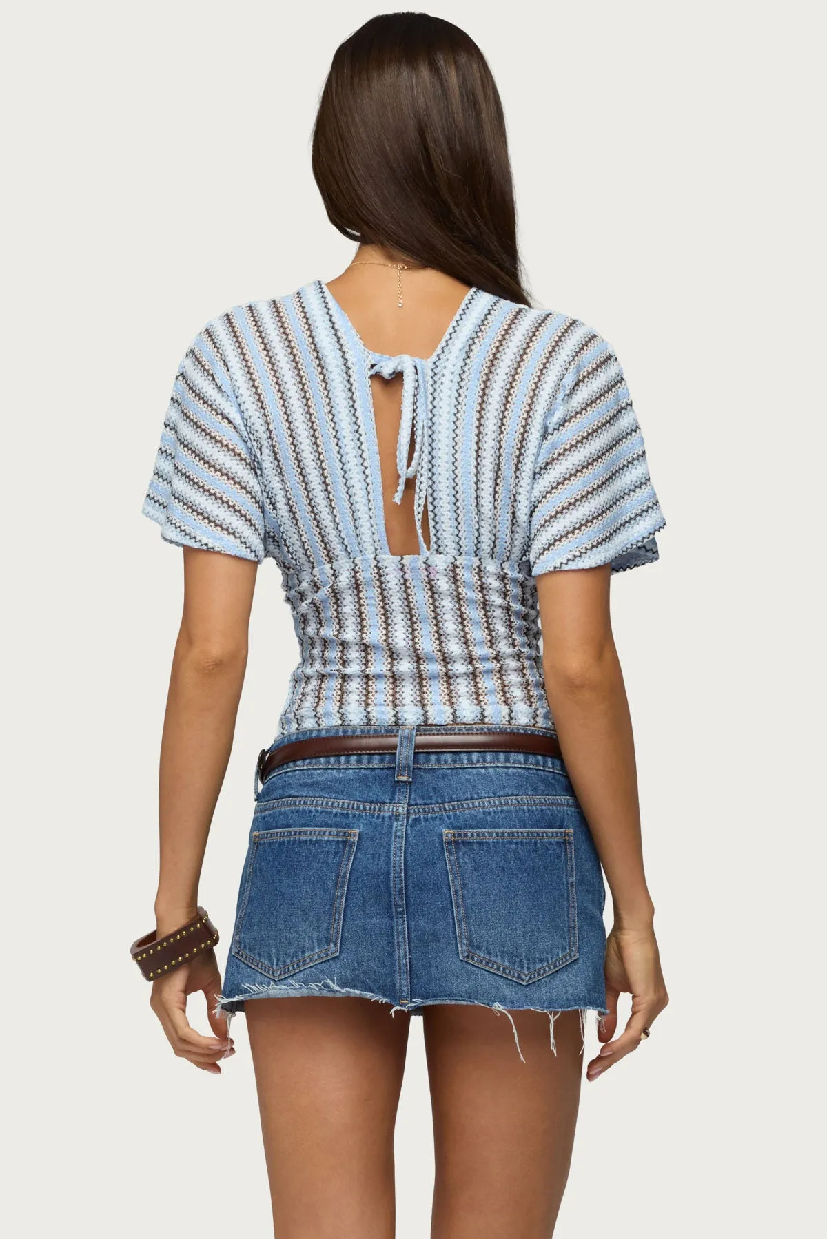 Alwyn Flutter Crochet Zigzag Top sold by Edikted product image thumbnail 5