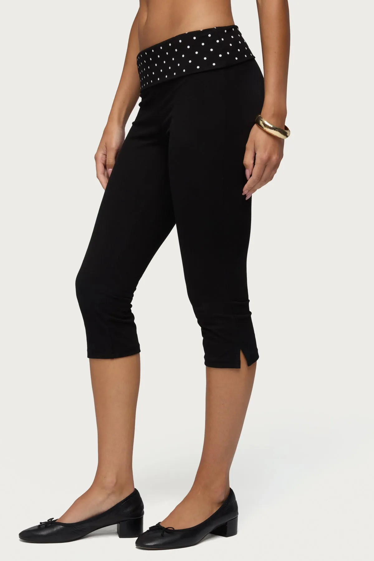Genni Polka Dot Foldover Capri Pants sold by Edikted product image thumbnail 3