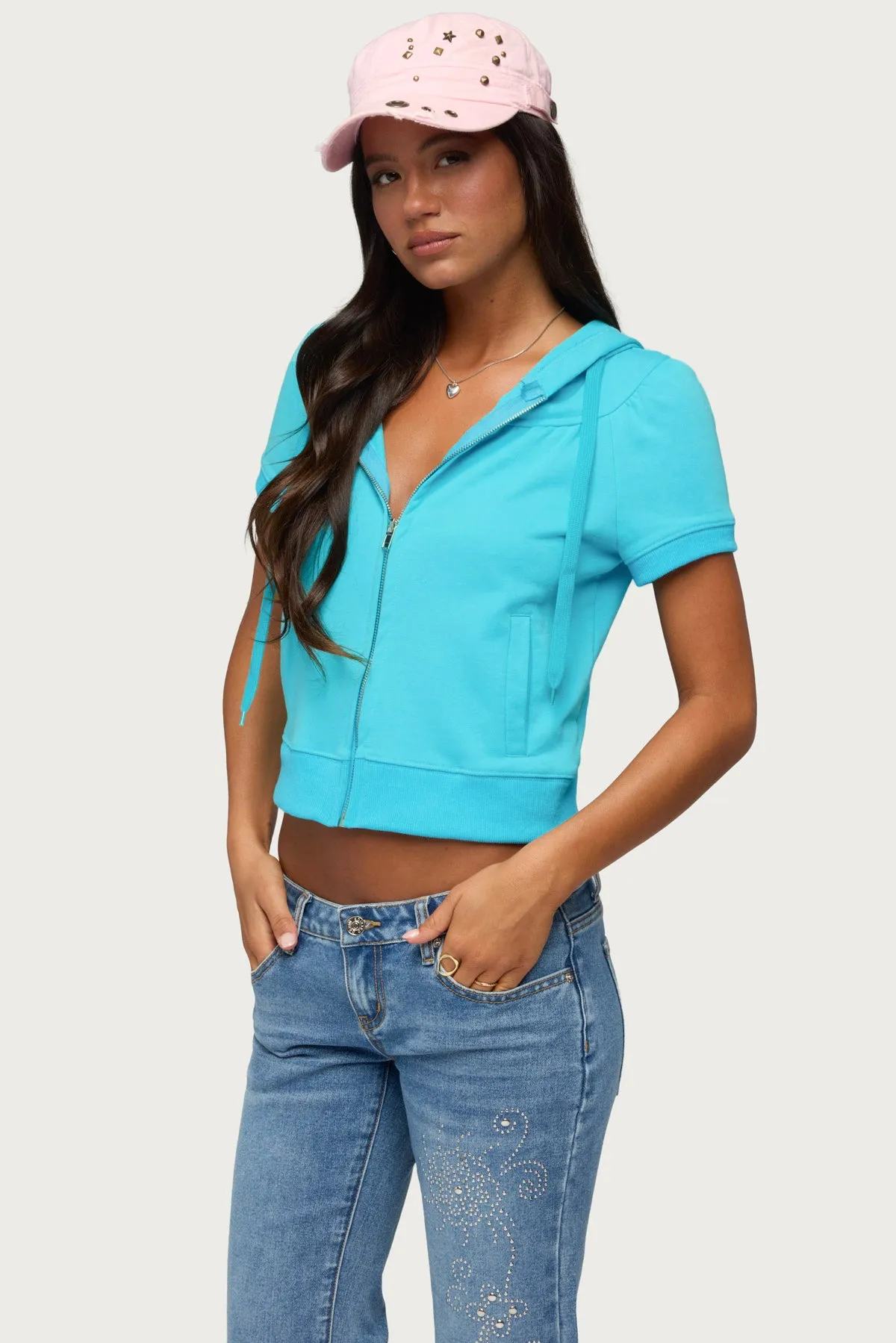Daisi Short Sleeve Hoodie Top sold by Edikted product image thumbnail 3