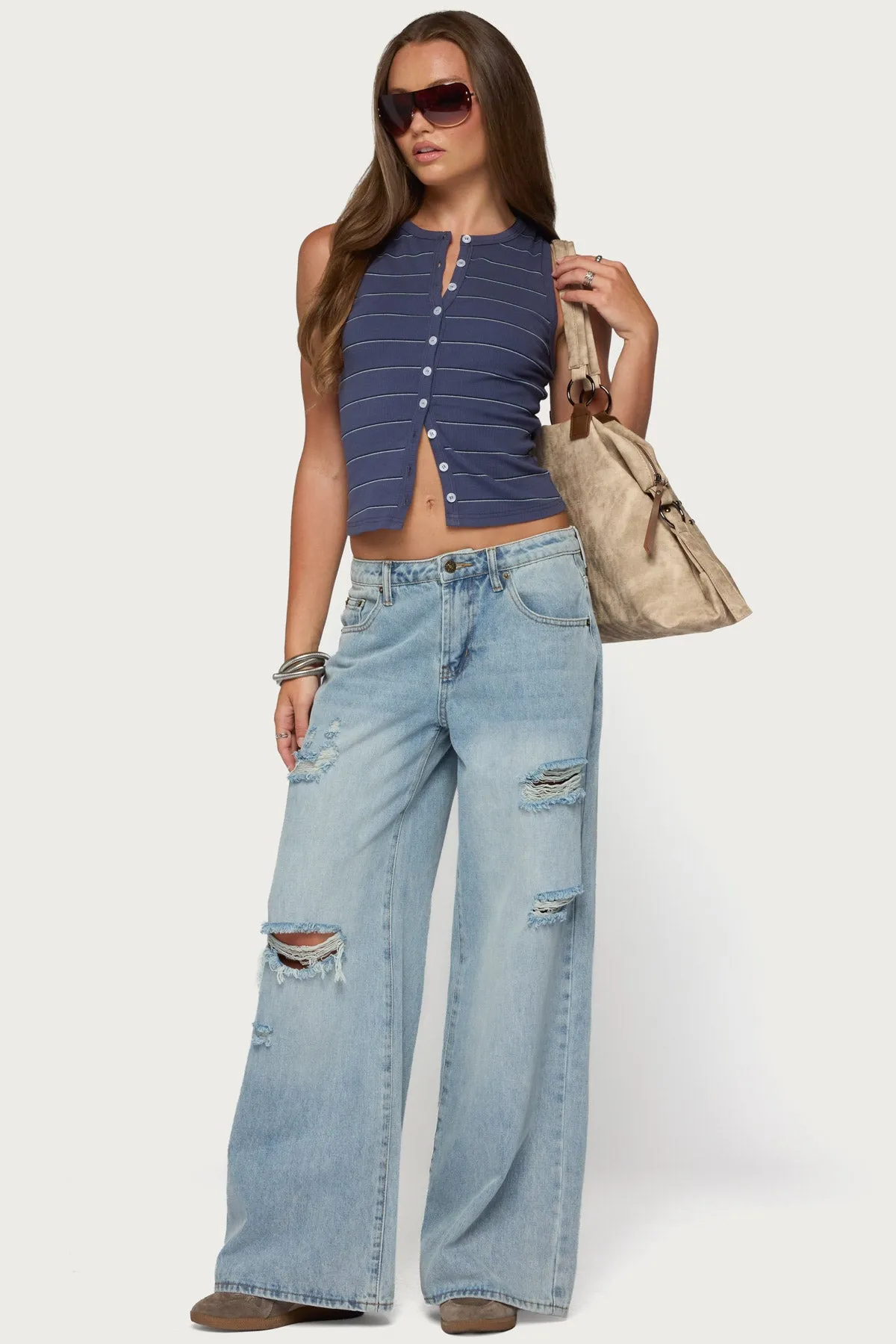 Brynne Striped Button Up Top sold by Edikted product image thumbnail 2