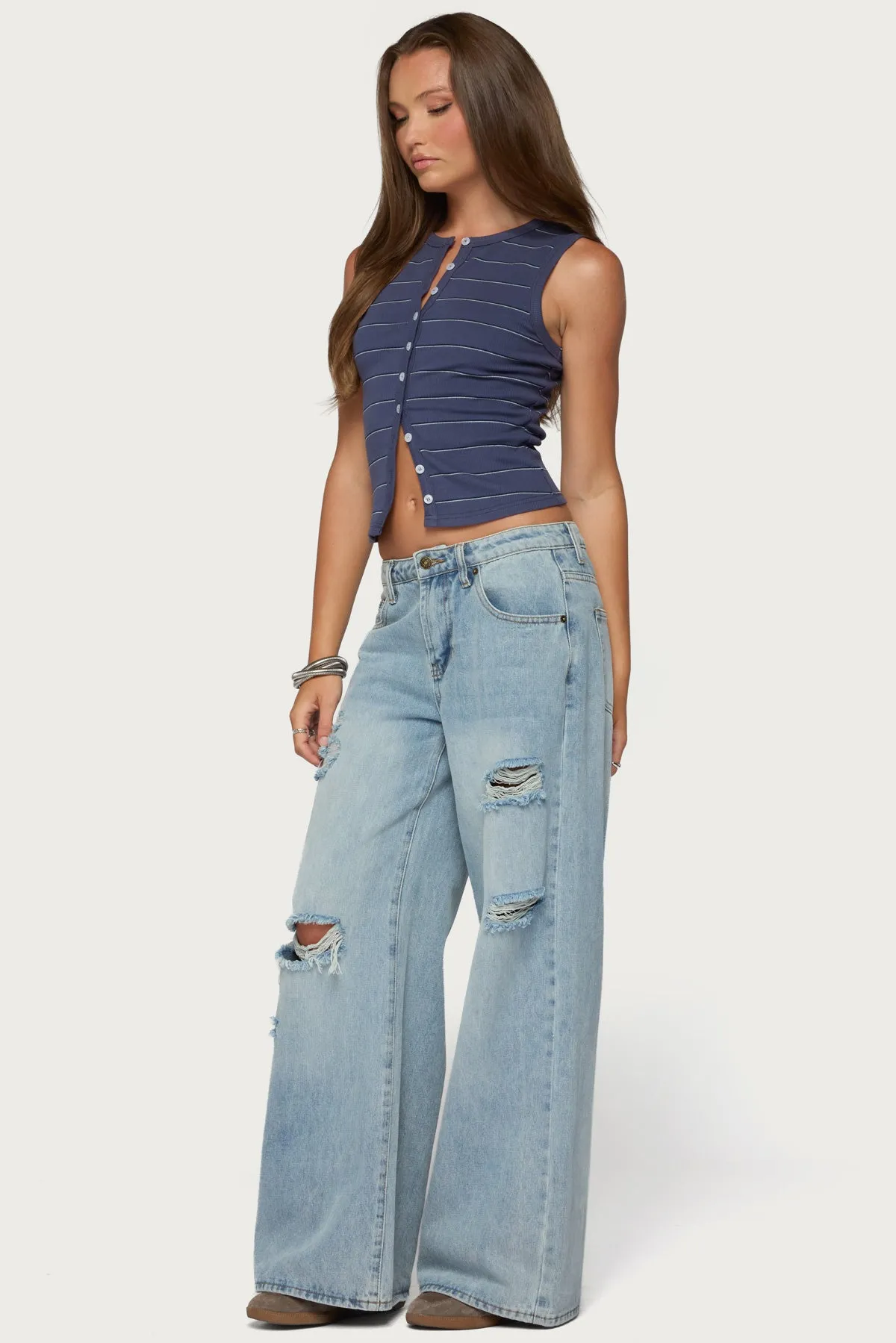 Brynne Striped Button Up Top sold by Edikted product image thumbnail 4