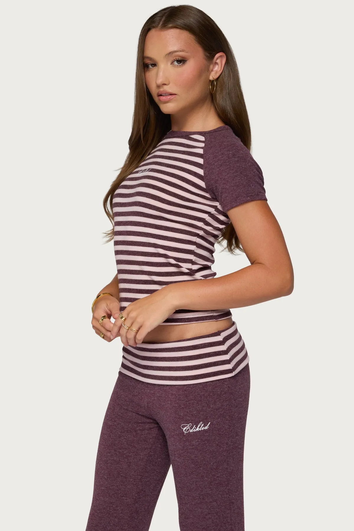 Stay Edikted Stripey Raglan T Shirt sold by Edikted product image thumbnail 4