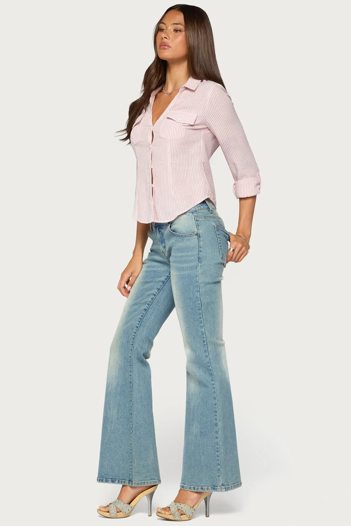 Phobe Striped Button Up Top sold by Edikted product image thumbnail 4