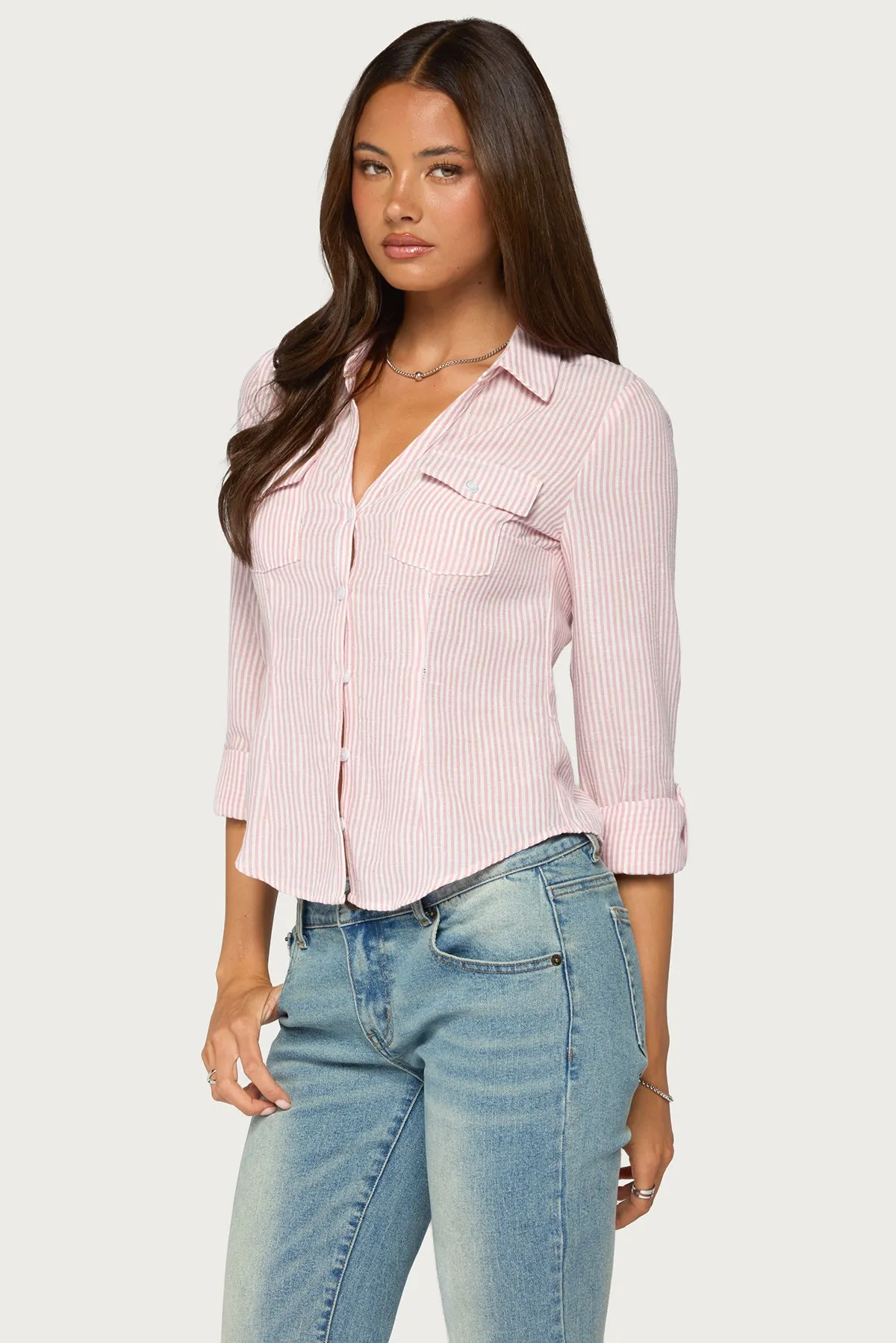 Phobe Striped Button Up Top sold by Edikted product image thumbnail 3