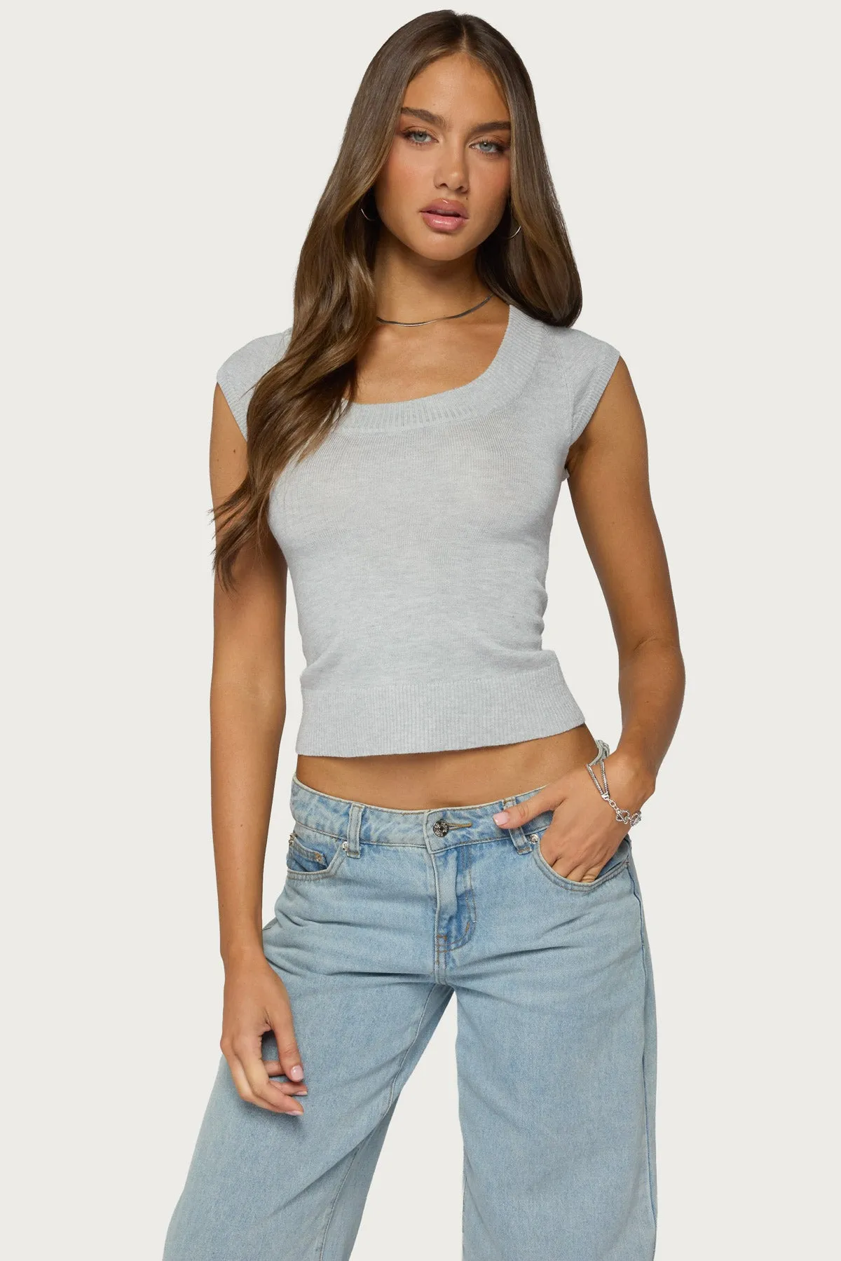 Somin Knit Scoop Neck Top sold by Edikted