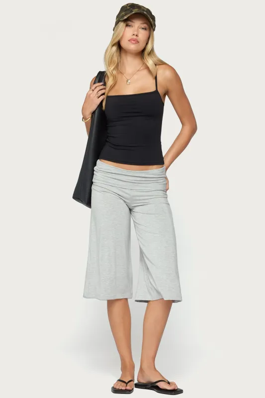 Shirly Wide Leg Foldover Capri Pants made by Edikted