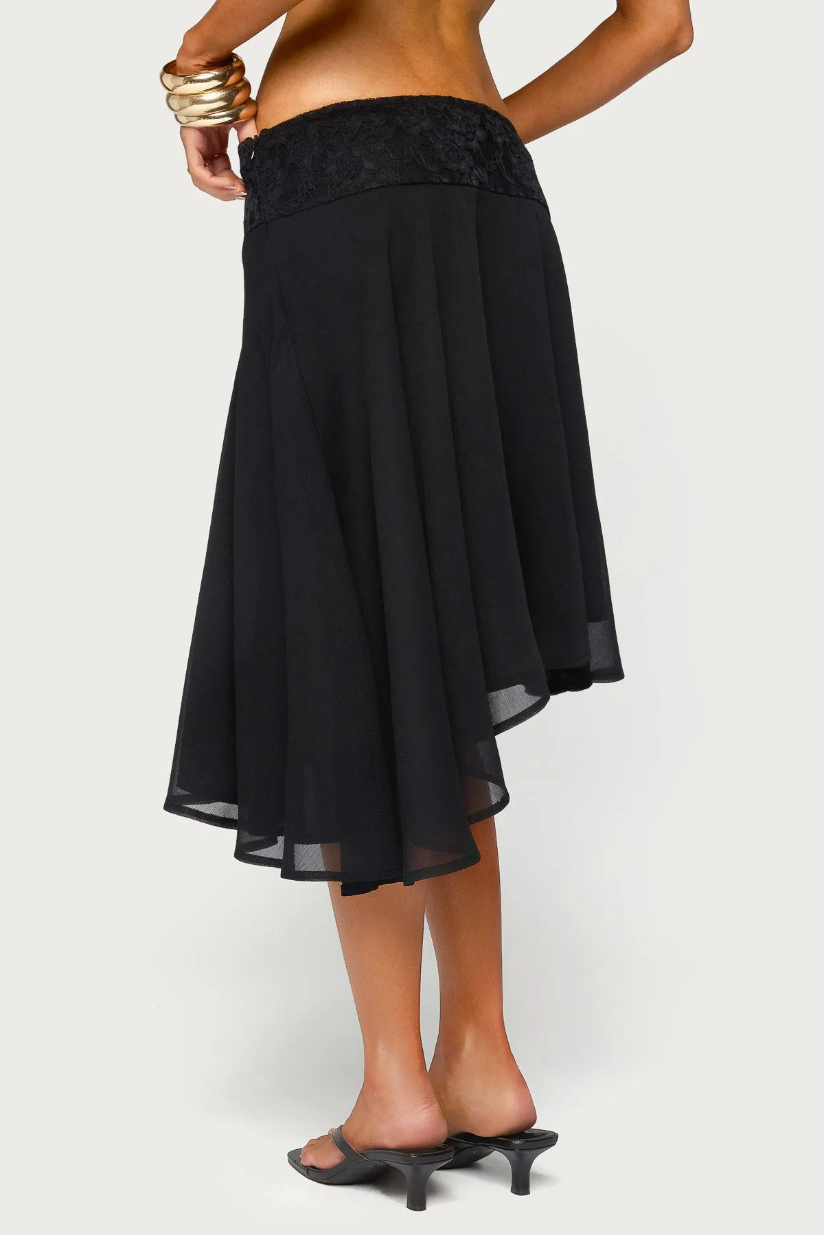 Evia Lacey Asymmetric Midi Skirt sold by Edikted product image thumbnail 4