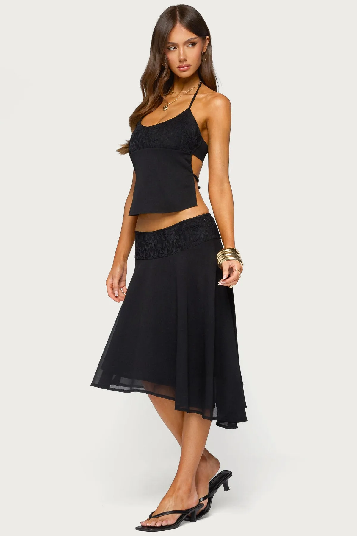 Evia Lacey Asymmetric Midi Skirt sold by Edikted product image thumbnail 5