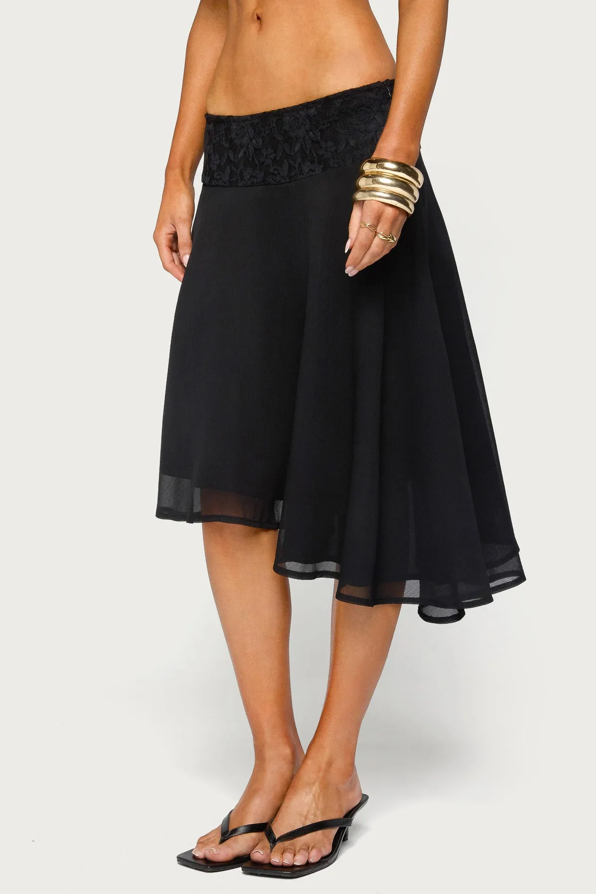 Evia Lacey Asymmetric Midi Skirt sold by Edikted product image thumbnail 3