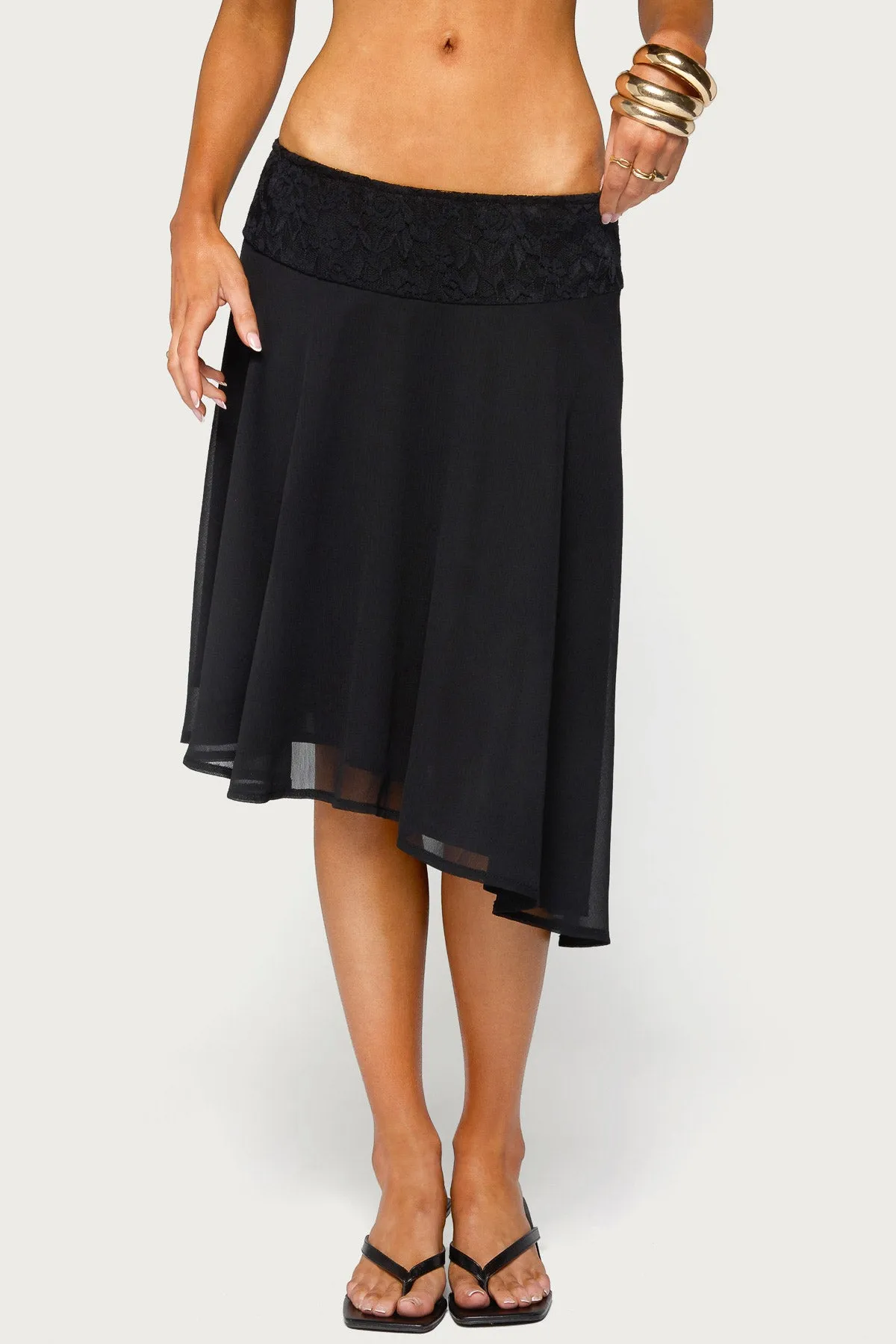 Evia Lacey Asymmetric Midi Skirt sold by Edikted product image thumbnail 2