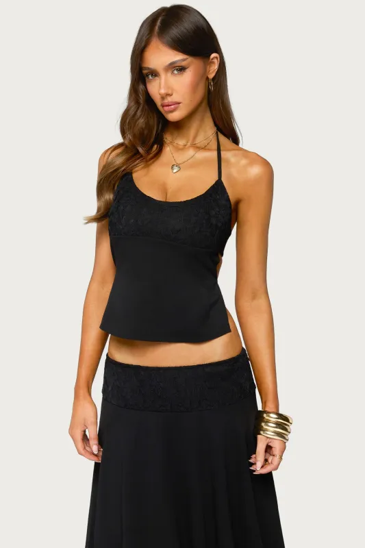 Evia Lacey Backless Halter Top made by Edikted