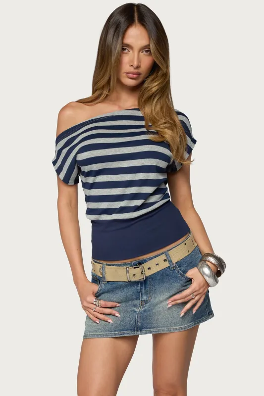 Kittie Striped Off Shoulder Top made by Edikted