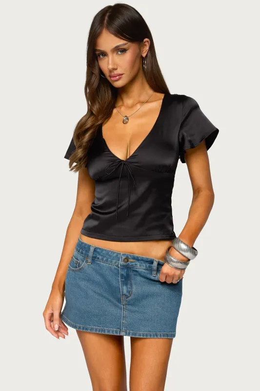 Aurora Satin Effect Ruffle Top made by Edikted