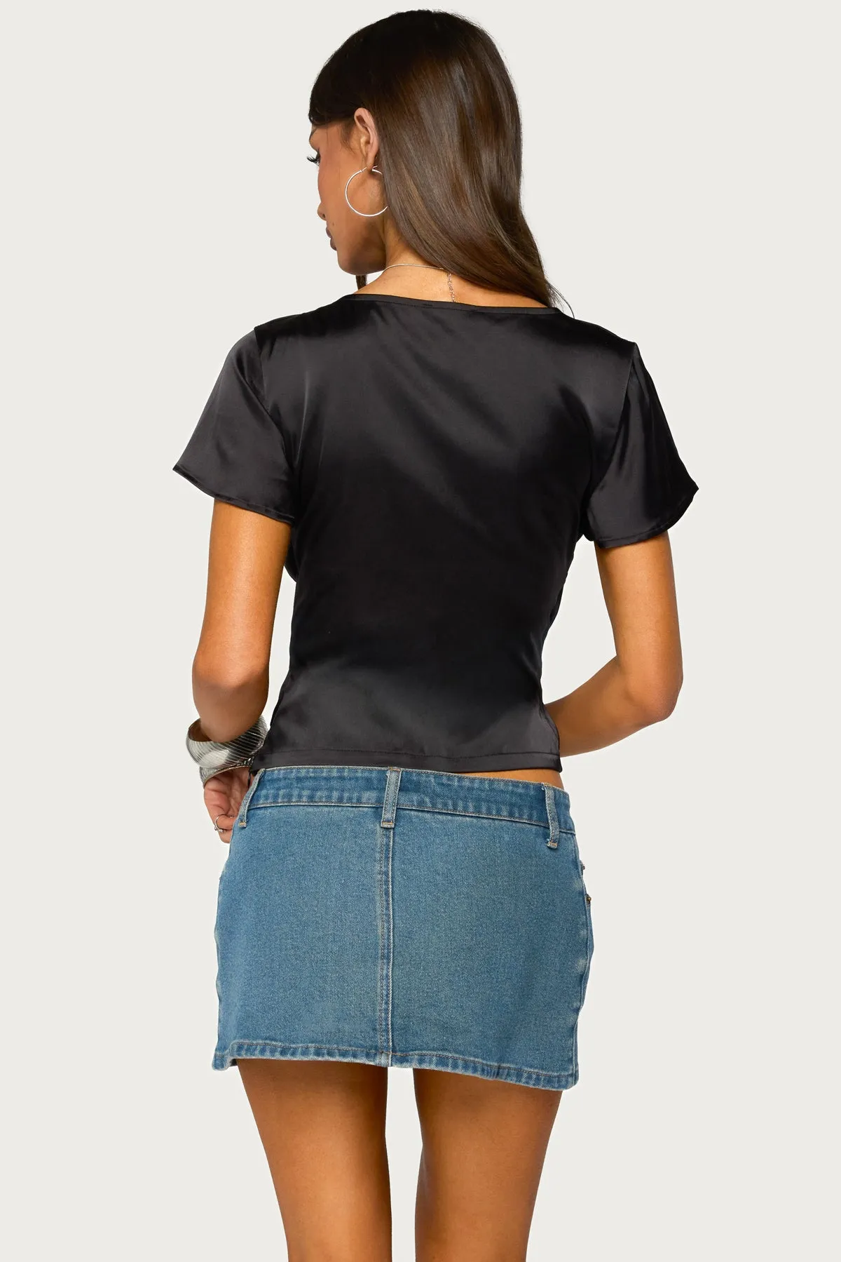 Aurora Satin Effect Ruffle Top sold by Edikted product image thumbnail 4