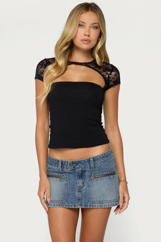 Celesh Lacey Cutout Top made by Edikted