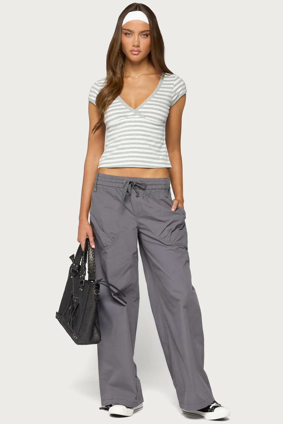 Laia Striped V Neck T Shirt sold by Edikted product image thumbnail 2