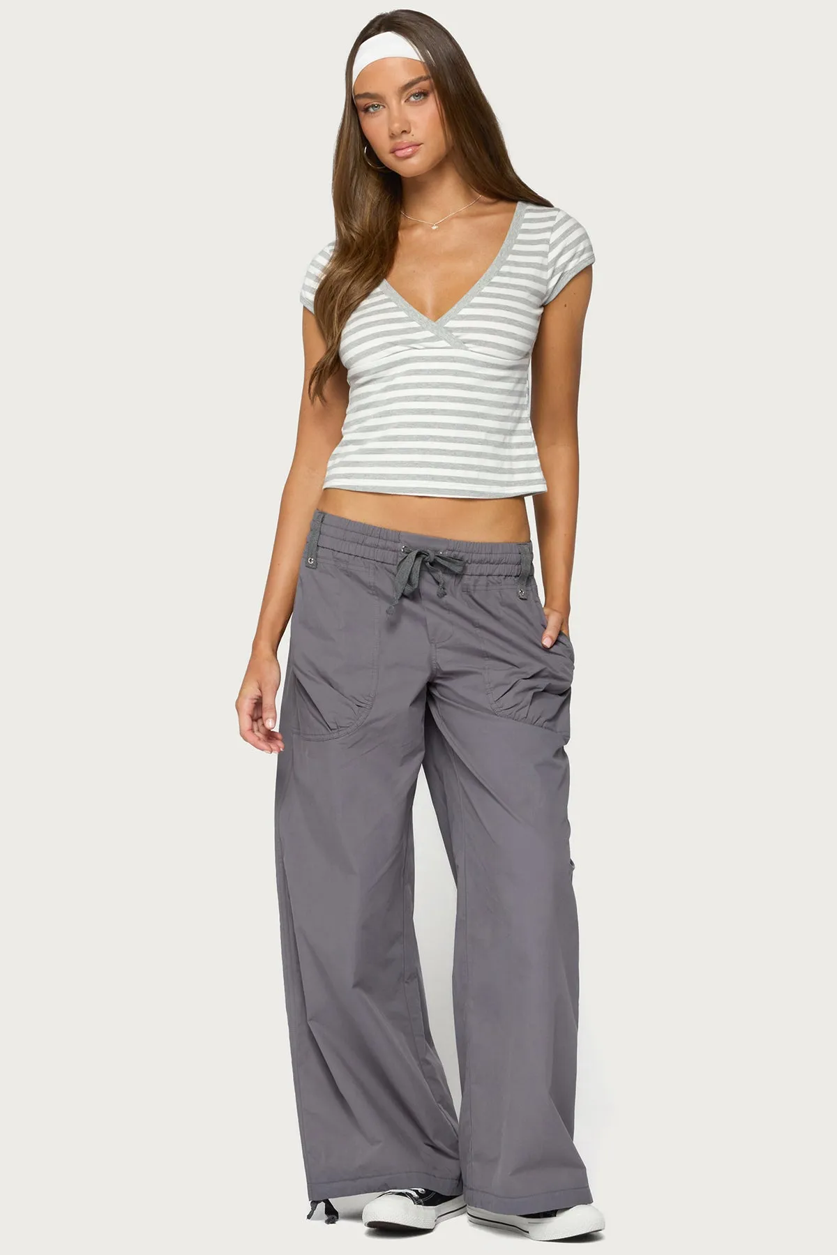 Laia Striped V Neck T Shirt sold by Edikted product image thumbnail 5
