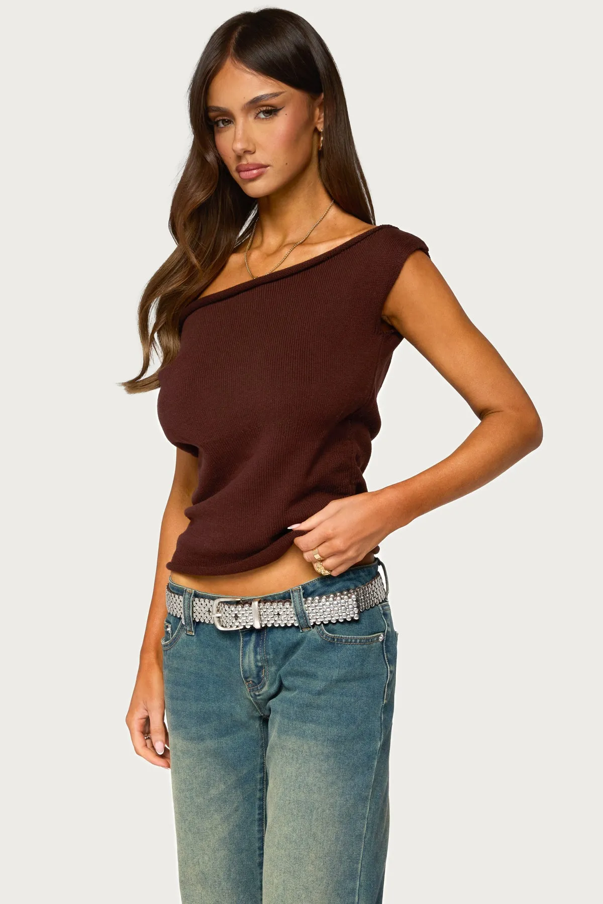 Lauria Off Shoulder Knit Top sold by Edikted product image thumbnail 3