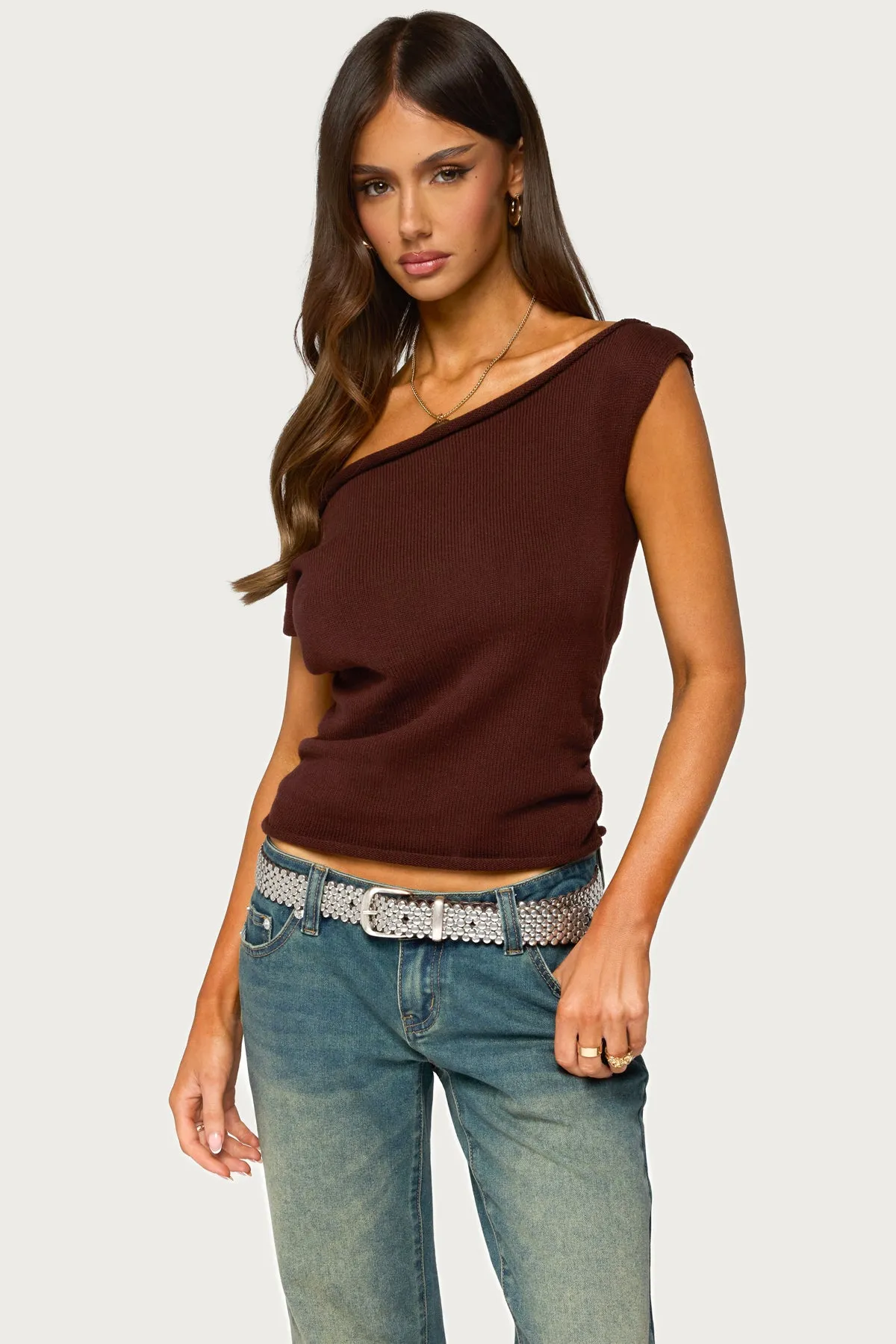 Lauria Off Shoulder Knit Top sold by Edikted