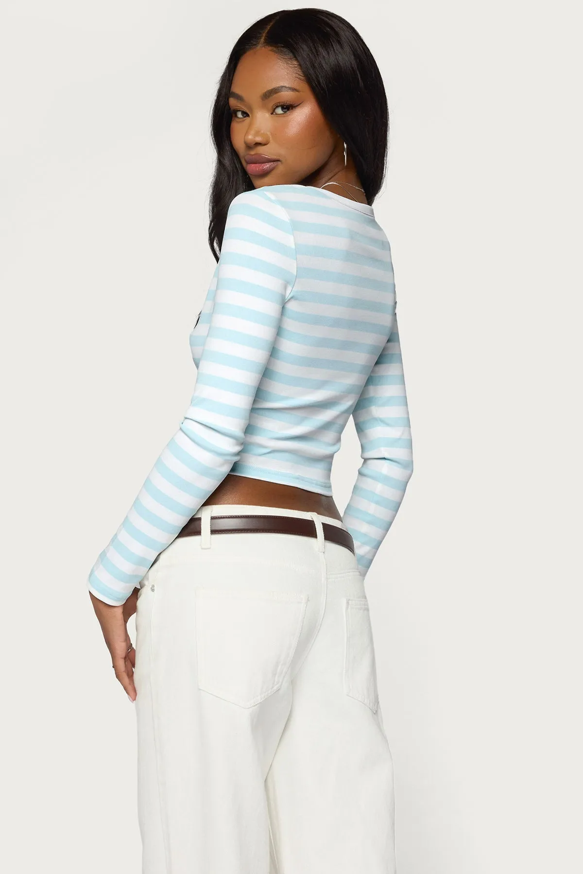 Phoebey Striped V Neck Top sold by Edikted product image thumbnail 5