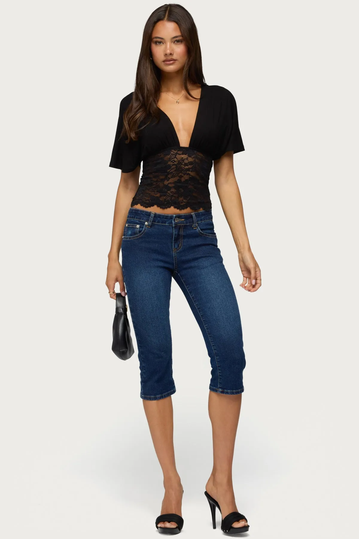 Jaeda Lacey Flutter Plunging Top sold by Edikted product image thumbnail 2