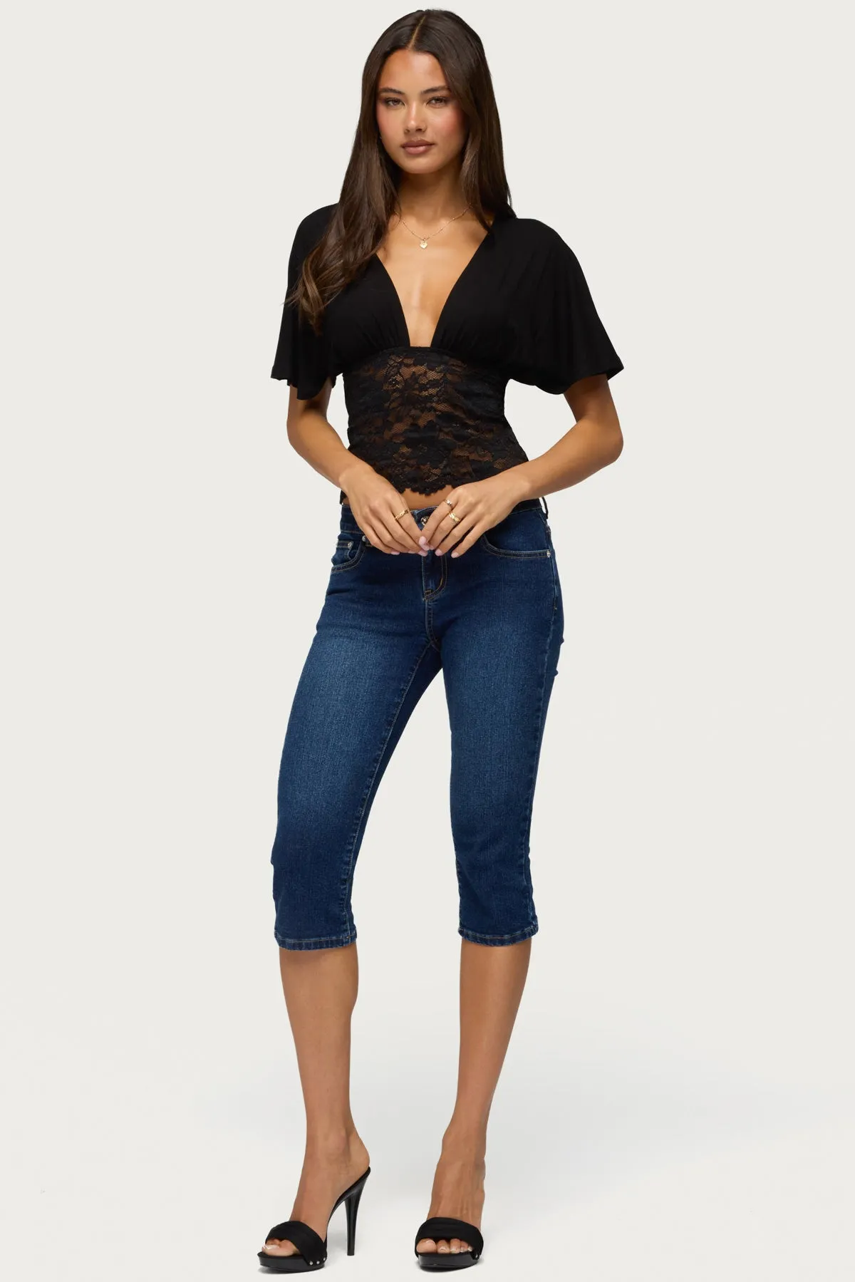 Jaeda Lacey Flutter Plunging Top sold by Edikted product image thumbnail 5