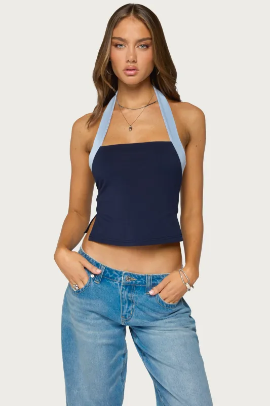 Tanna Contrast Halter Top made by Edikted