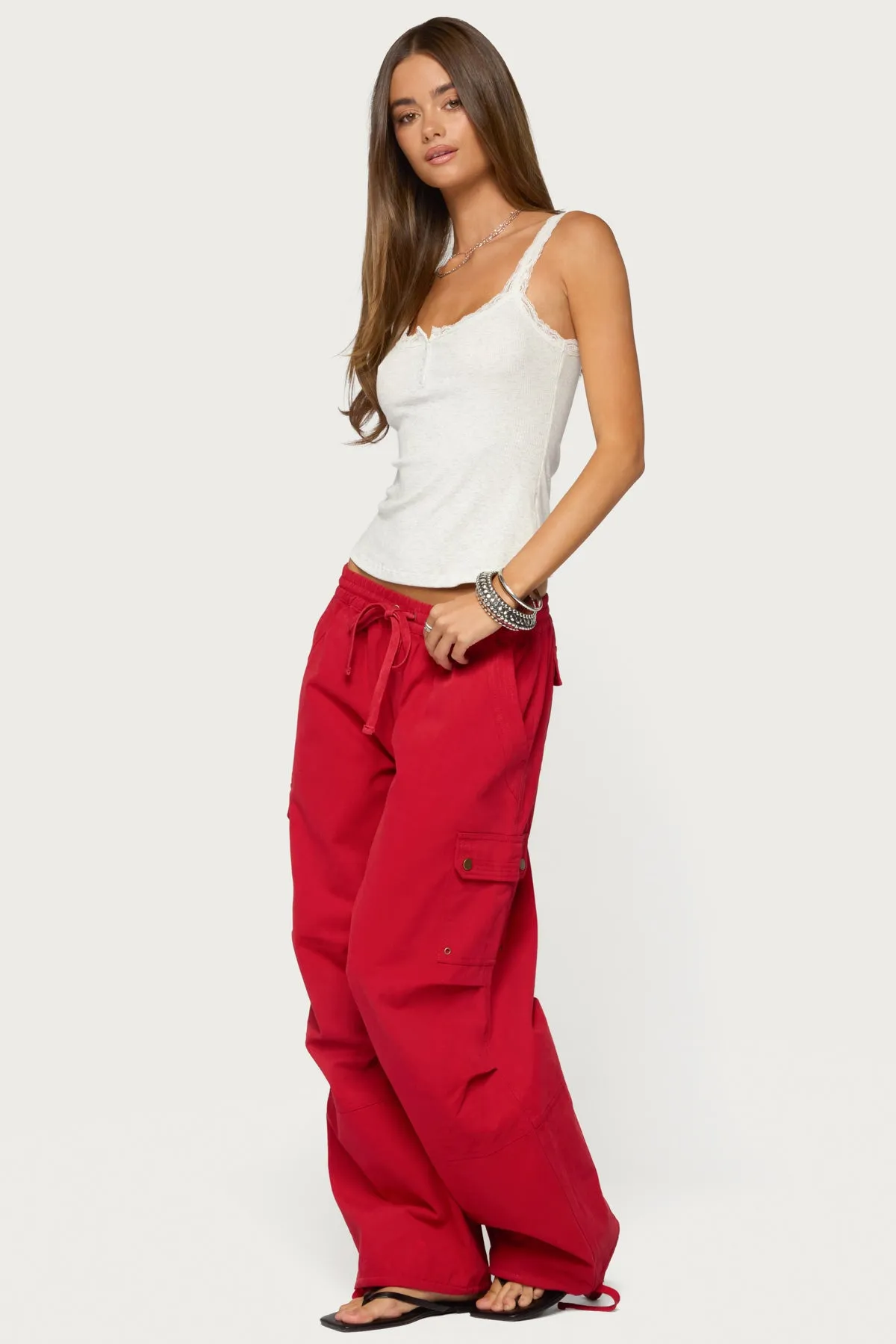 Contrast Stitched Lacey Henley Top sold by Edikted product image thumbnail 4