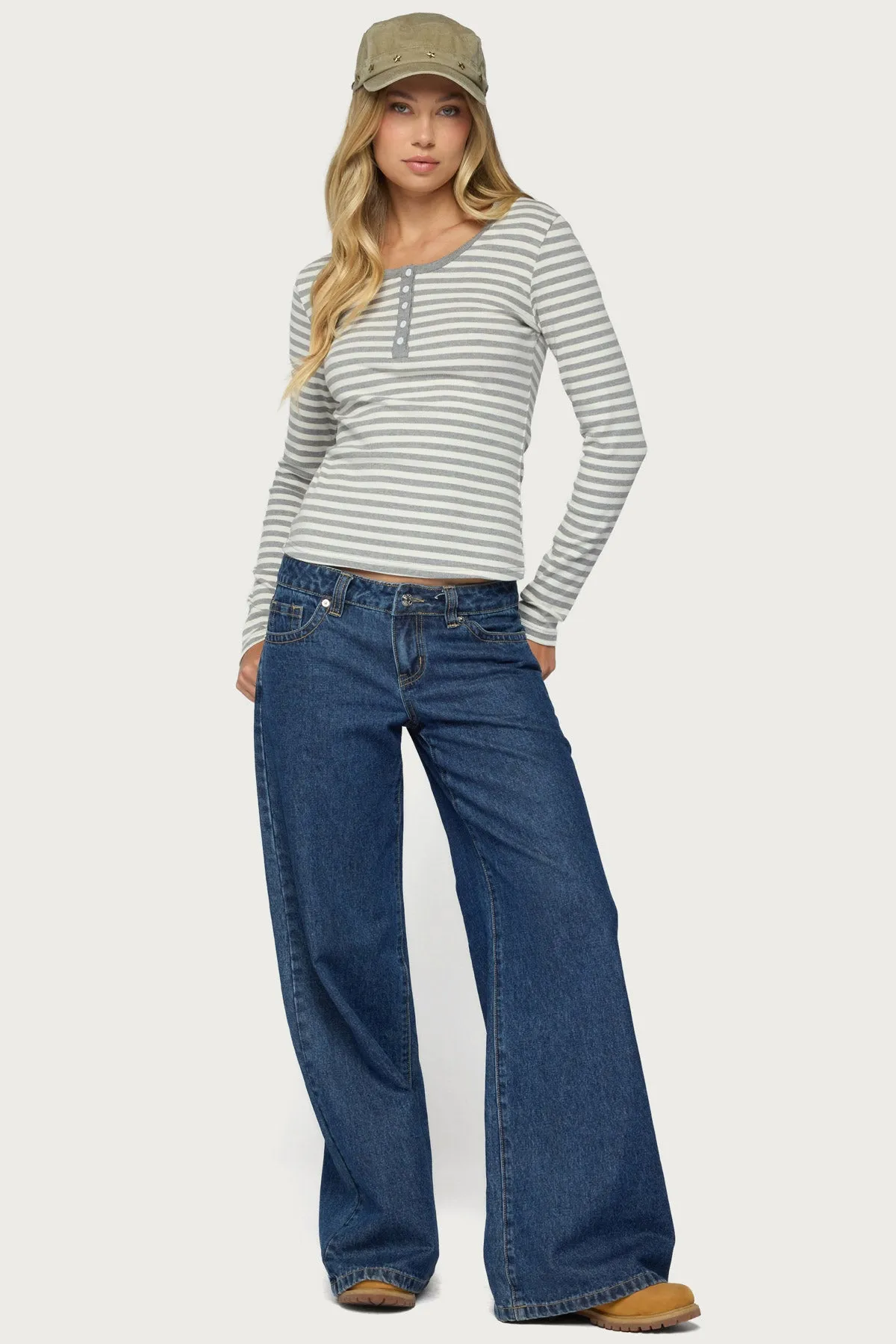 Roma Striped Henley Top sold by Edikted product image thumbnail 2