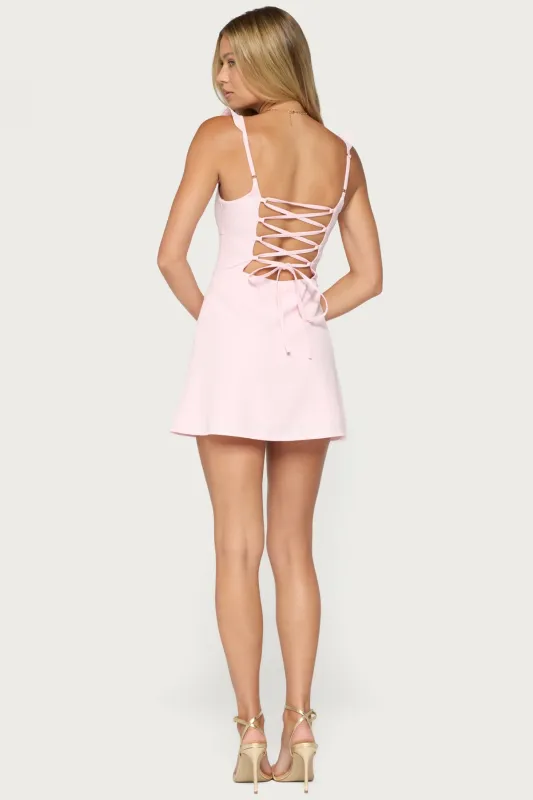 Cristina Ruffle Flare Mini Dress made by Edikted