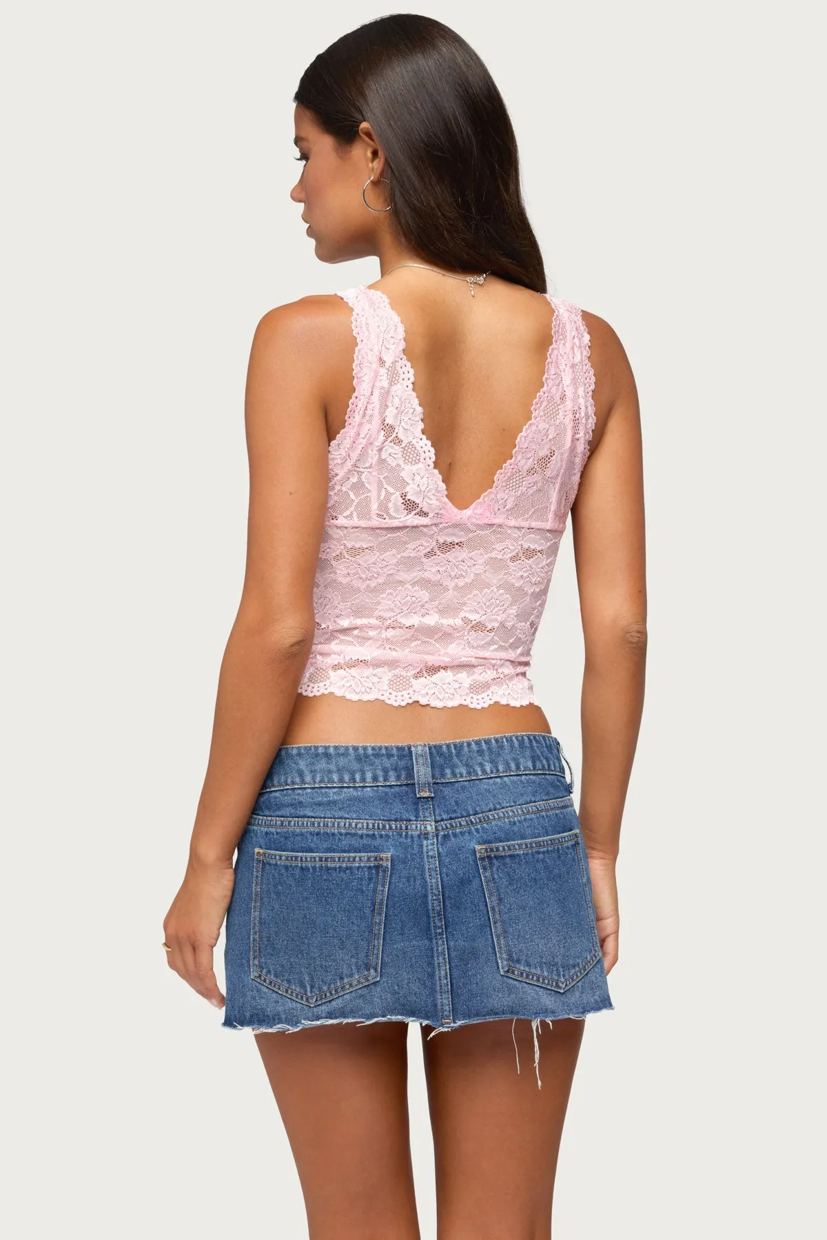 Vanya Sheer Lace V Neck Top sold by Edikted product image thumbnail 4