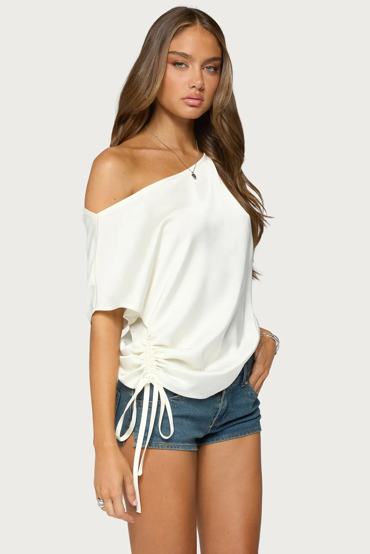 Jori Off Shoulder Satin Effect Top sold by Edikted product image thumbnail 3